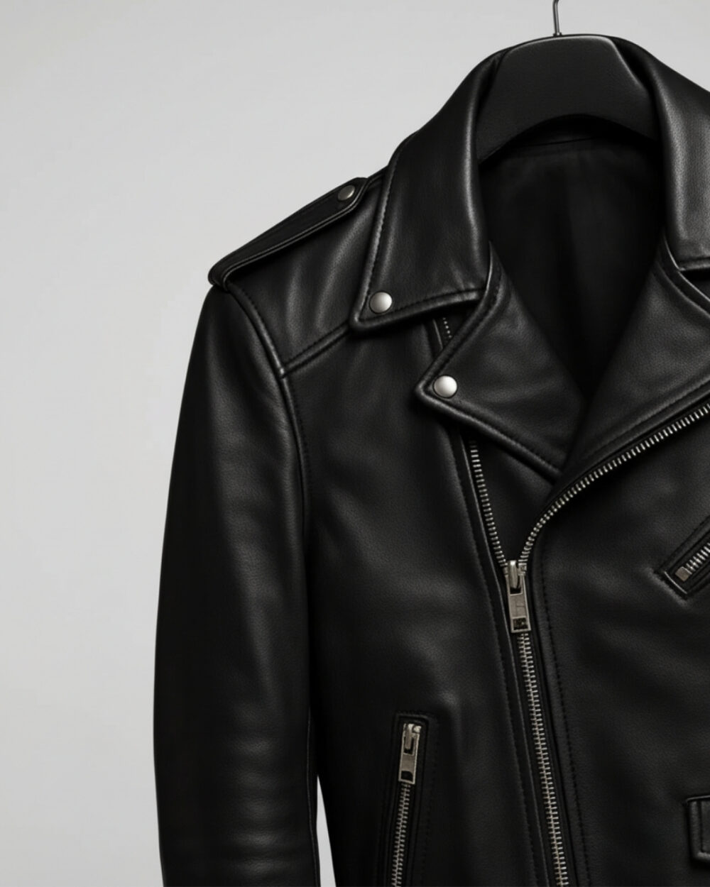 The Rebel — Black Biker, Premium Vegan Leather Jacket - Image 4