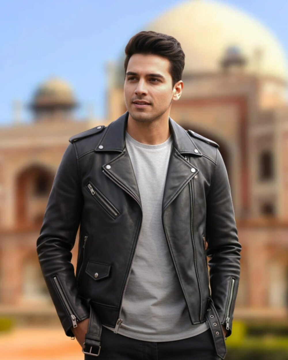 The Rebel — Black Biker, Premium Vegan Leather Jacket - Image 2