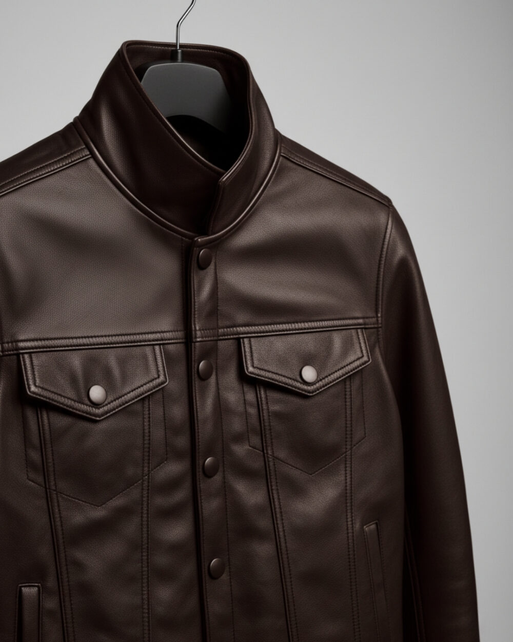 The Vanguard — Classic Trucker, Premium Vegan Leather Jacket - Image 3