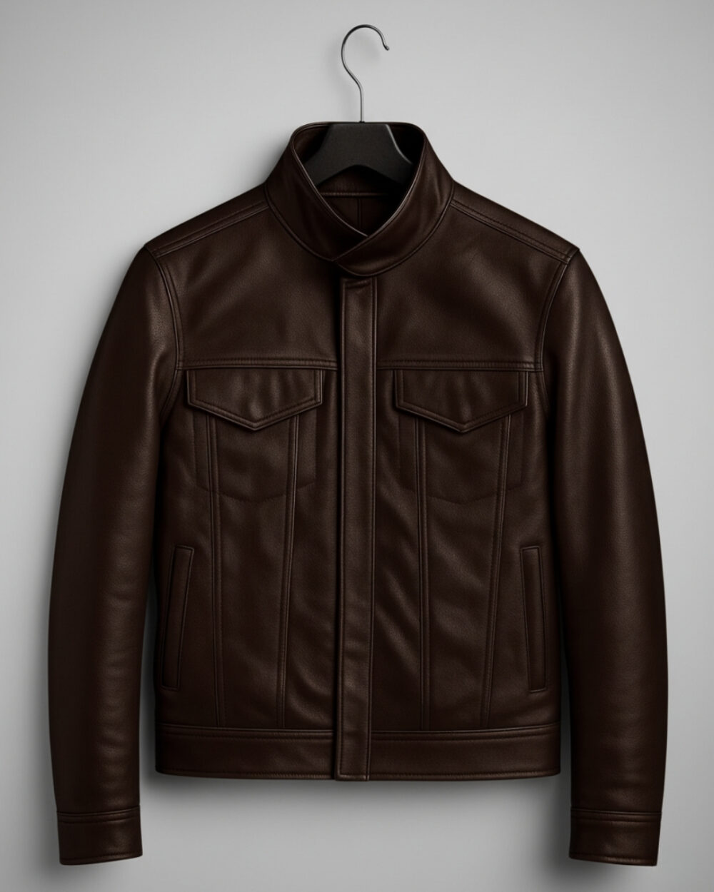 The Nomad — Brown Minimalist, Premium Vegan Leather Jacket