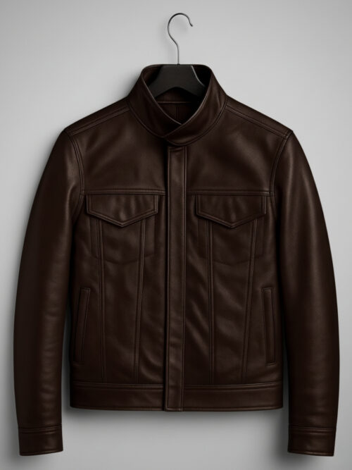 The Nomad — Brown Minimalist, Premium Vegan Leather Jacket