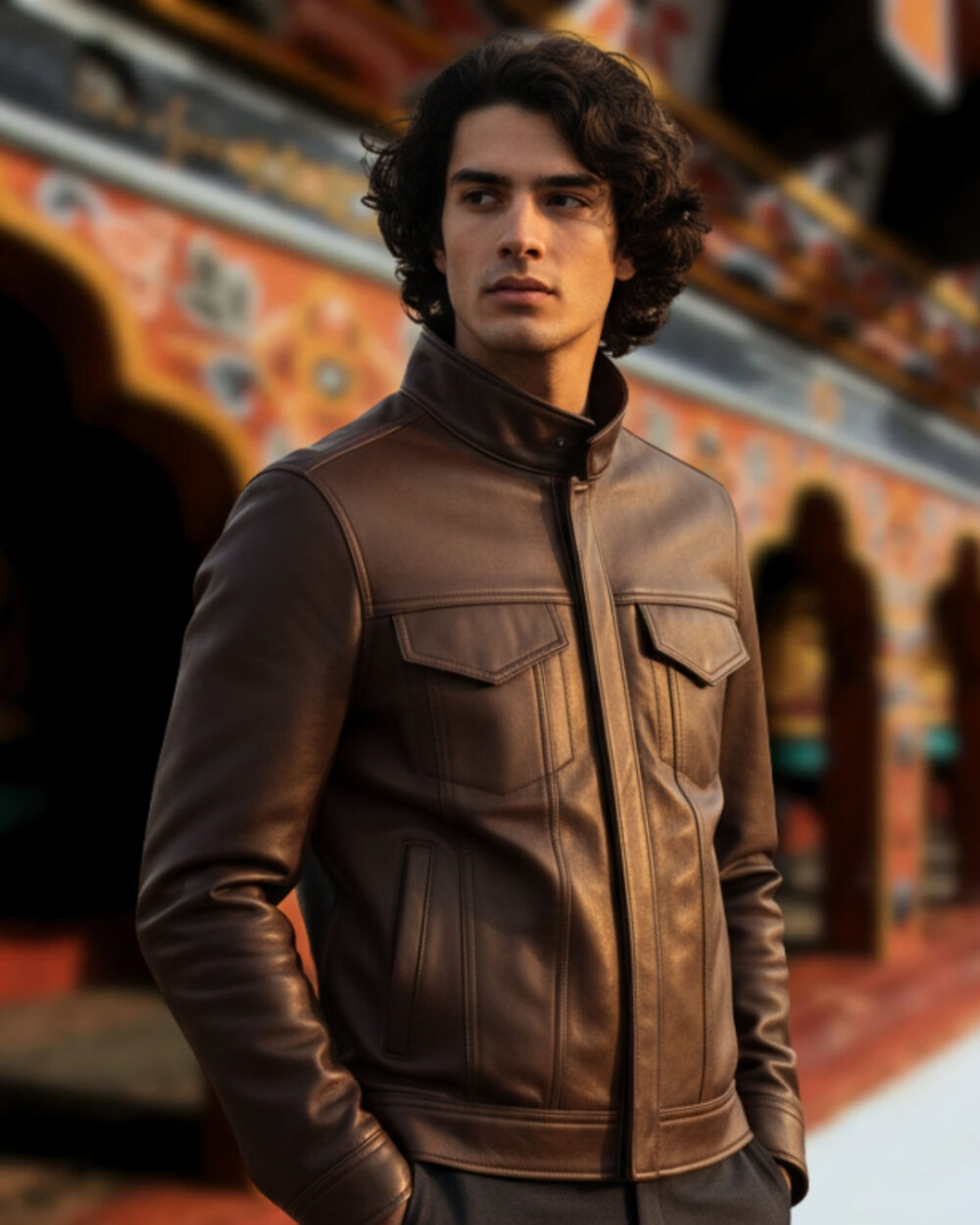 The Nomad — Brown Minimalist, Premium Vegan Leather Jacket - Image 2