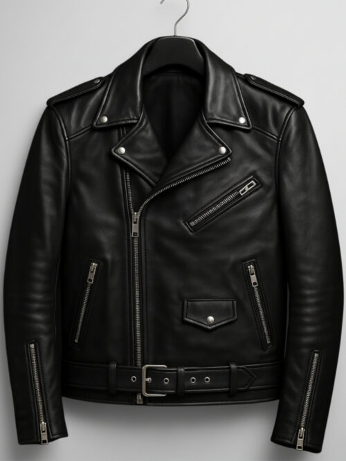 The Rebel — Black Biker, Premium Vegan Leather Jacket